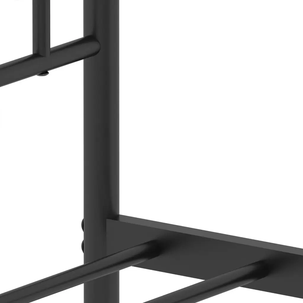 Black Metal Bed Frame 135x190cm with Slatted Base and Headboard for Bedroom
