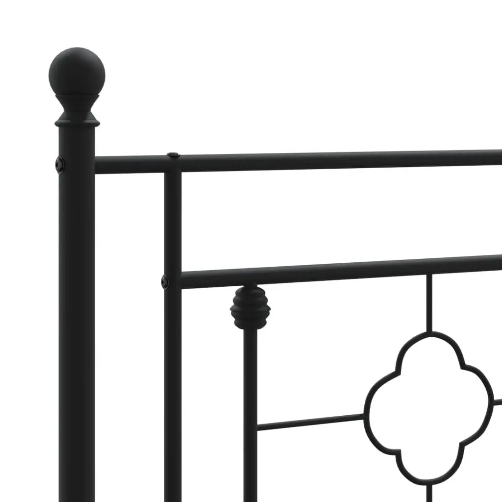 Metal Bed Frame Black King Size 183x203 cm Steel Slats Headboard Support