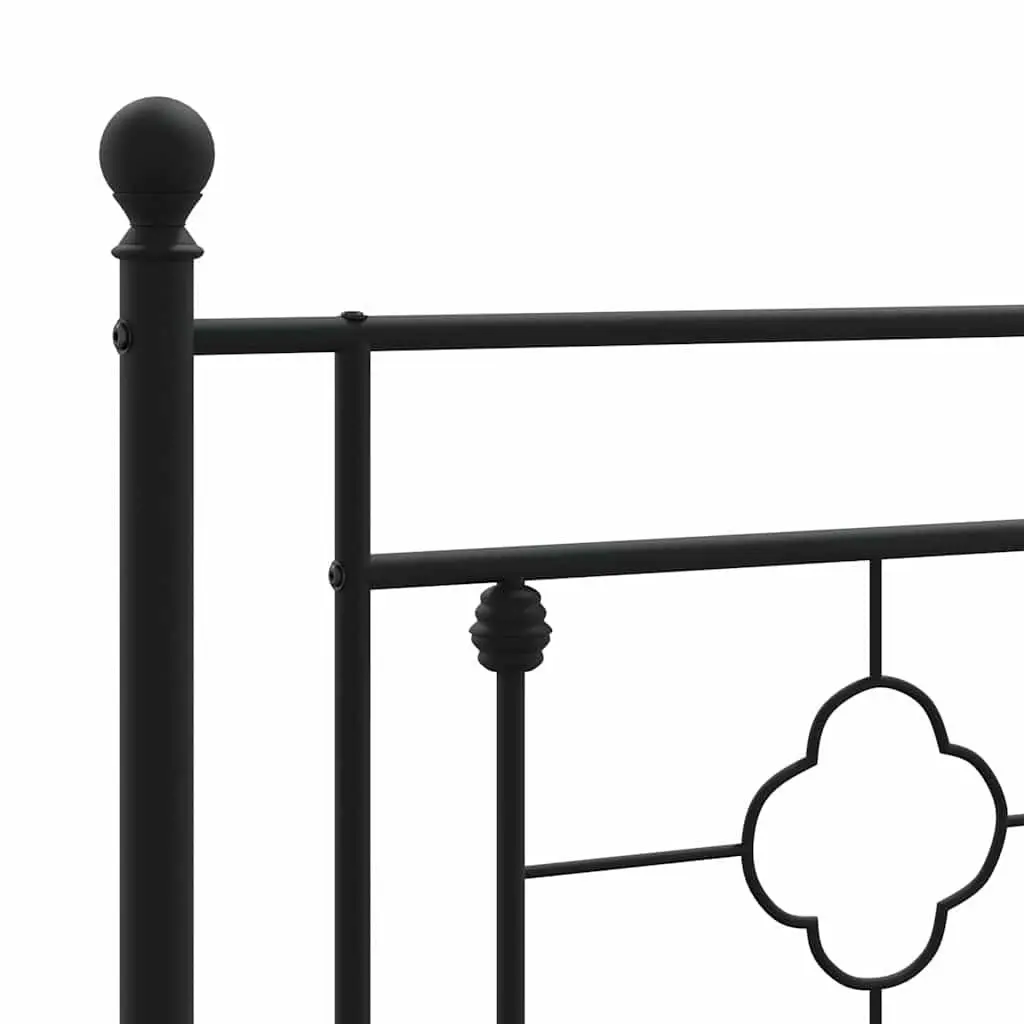 Metal Bed Frame 150x200 cm with Footboard Headboard Black Bedroom Furniture