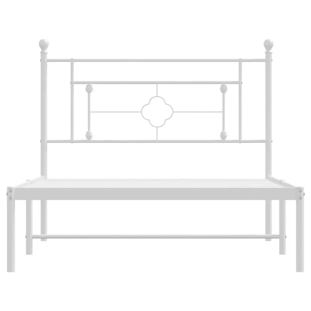 Metal Bed Frame White King Single 107x203cm Steel Construction with Headboard and Under-bed Storage