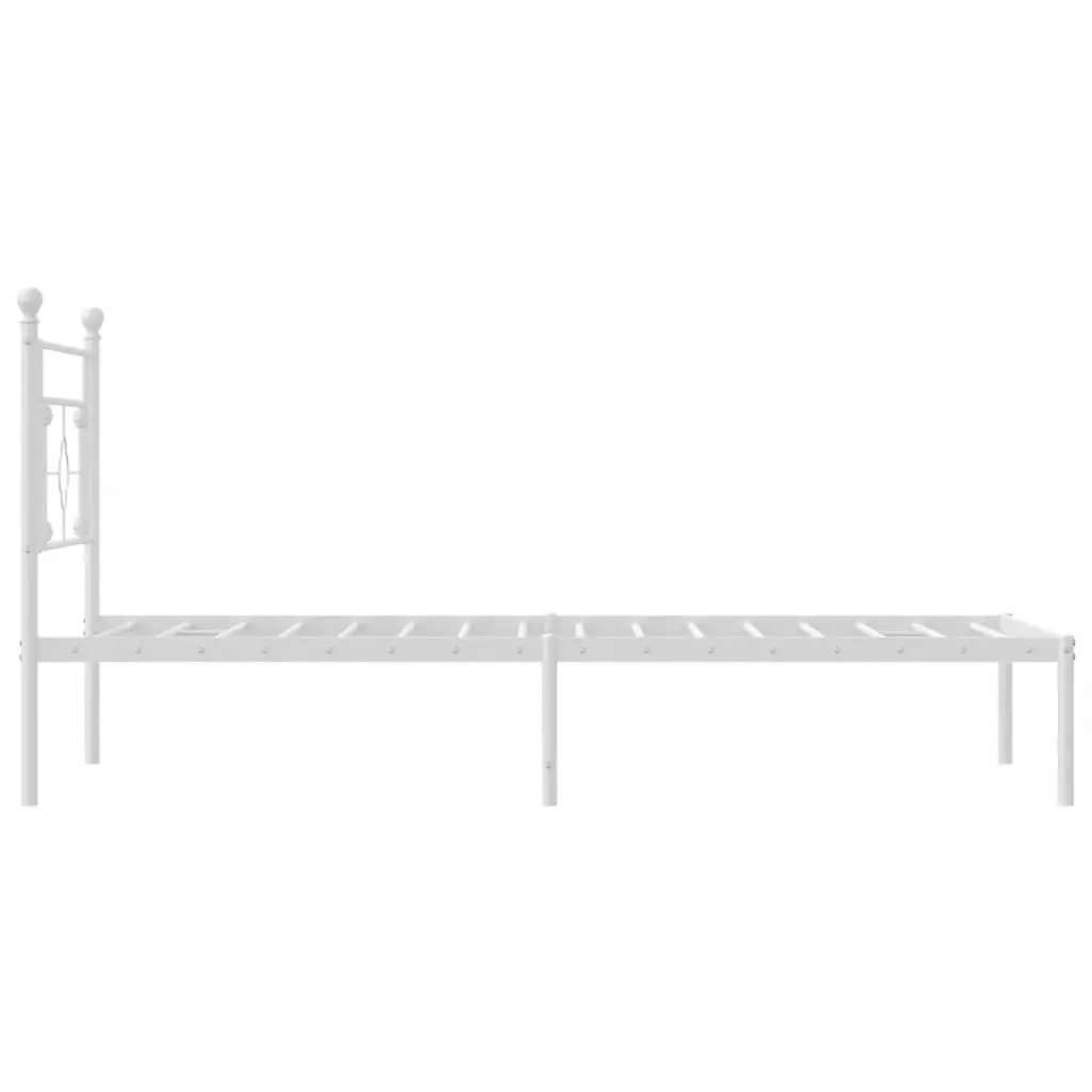 Metal Bed Frame White King Single 107x203cm Steel Construction with Headboard and Under-bed Storage