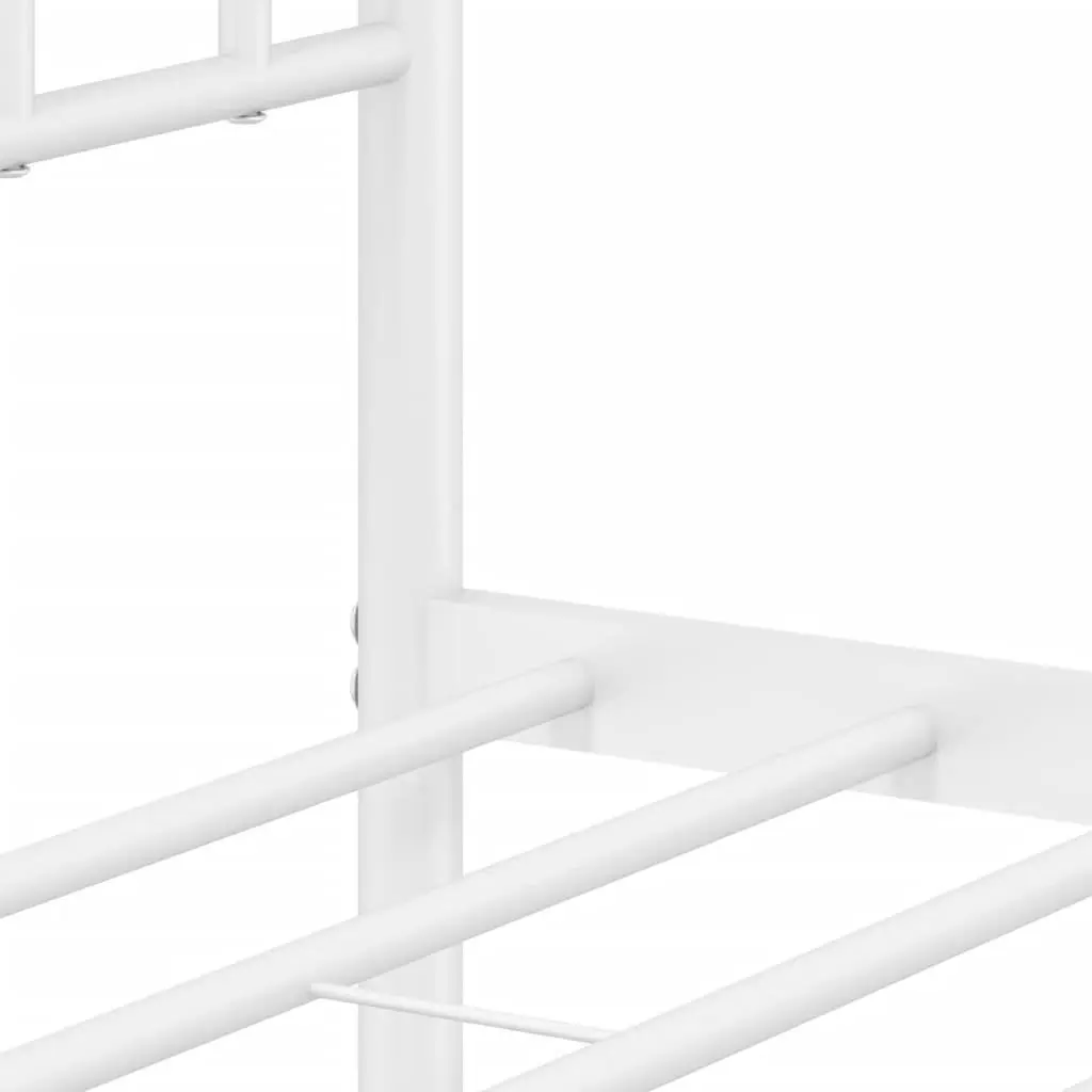 Metal Bed Frame White King Single 107x203cm Steel Construction with Headboard and Under-bed Storage