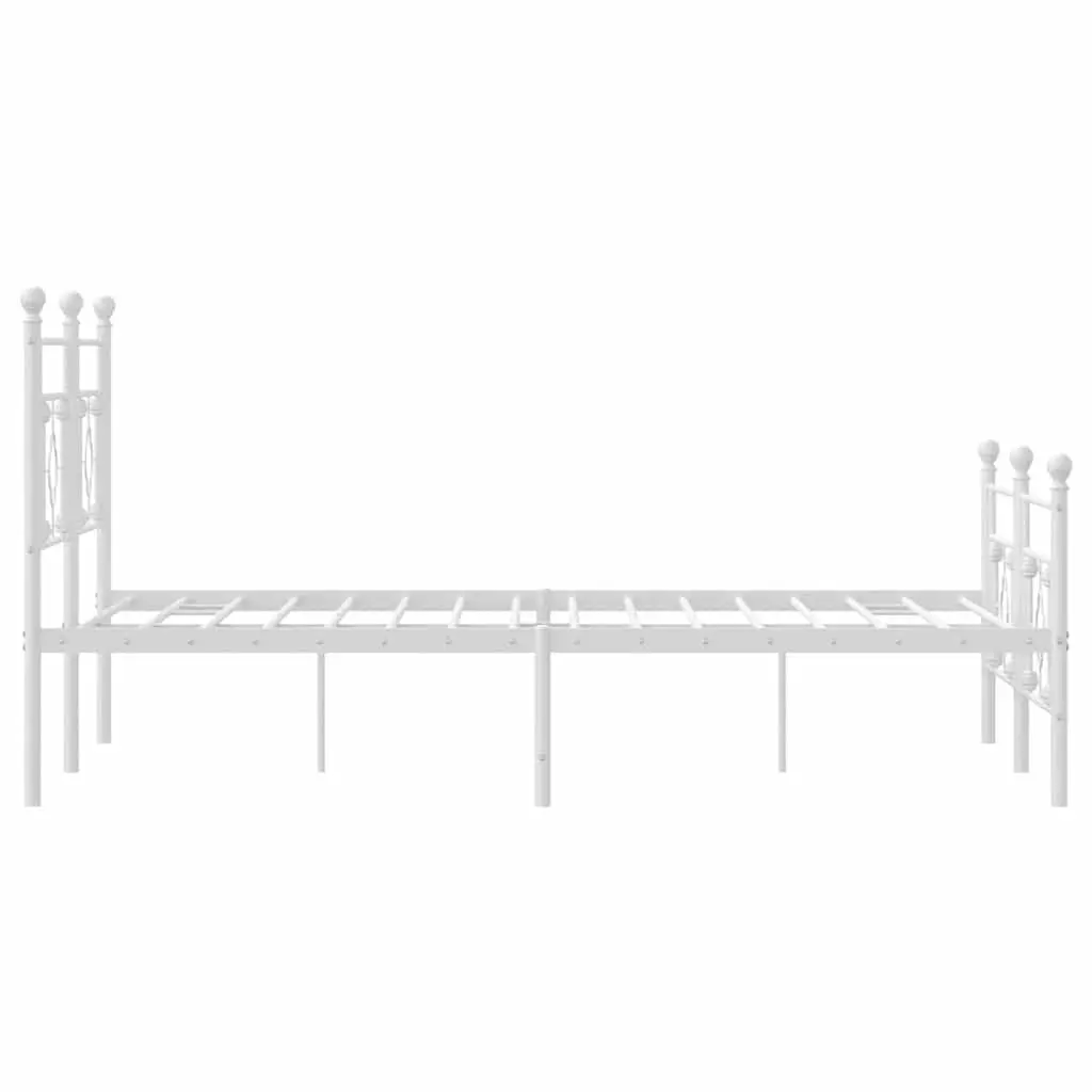 Metal Bed Frame White 150x200cm Slatted Base with Headboard and Footboard
