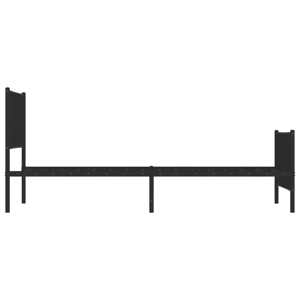 Metal Bed Frame Black King Single 107x203 cm with Headboard Footboard Storage