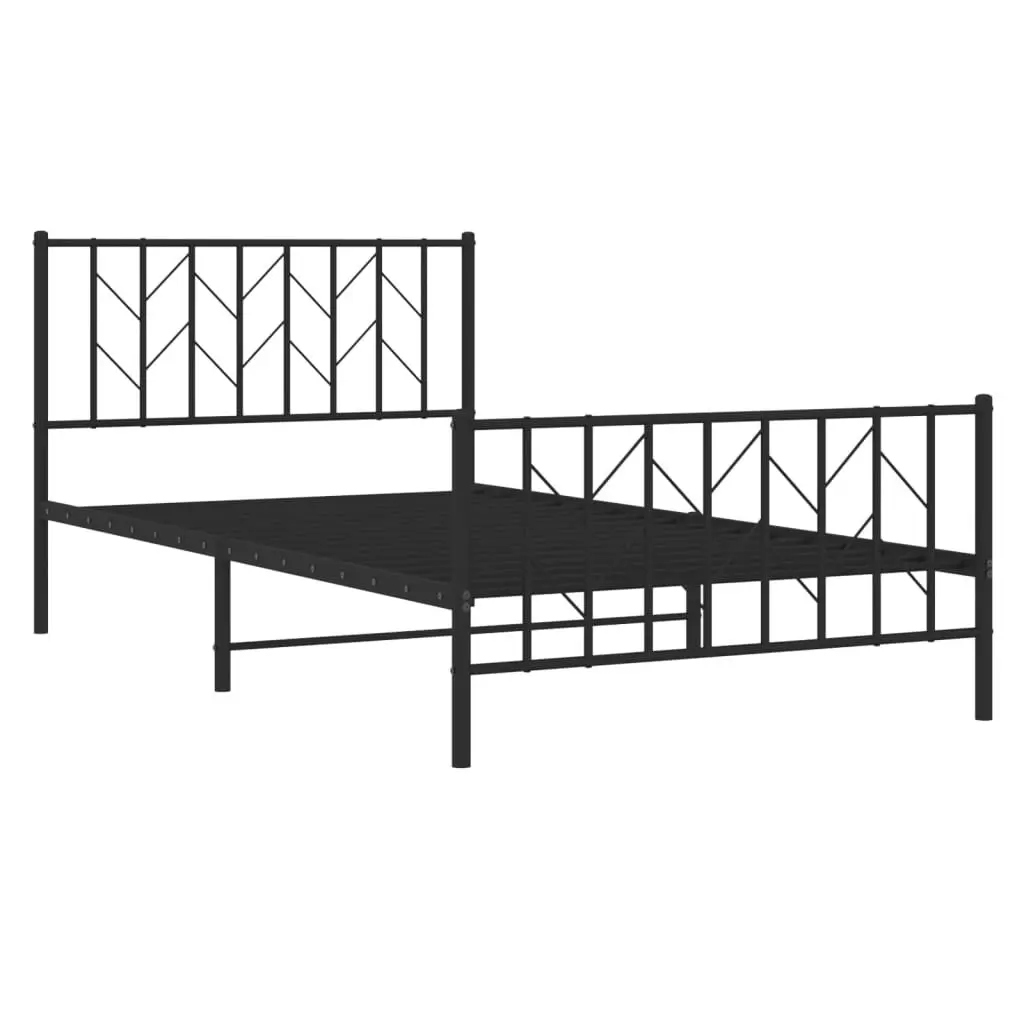 Metal Bed Frame Black King Single 107x203 cm with Headboard Footboard Storage