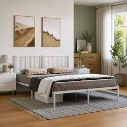 Compact Metal Bed Frame 150x200 cm with Headboard
