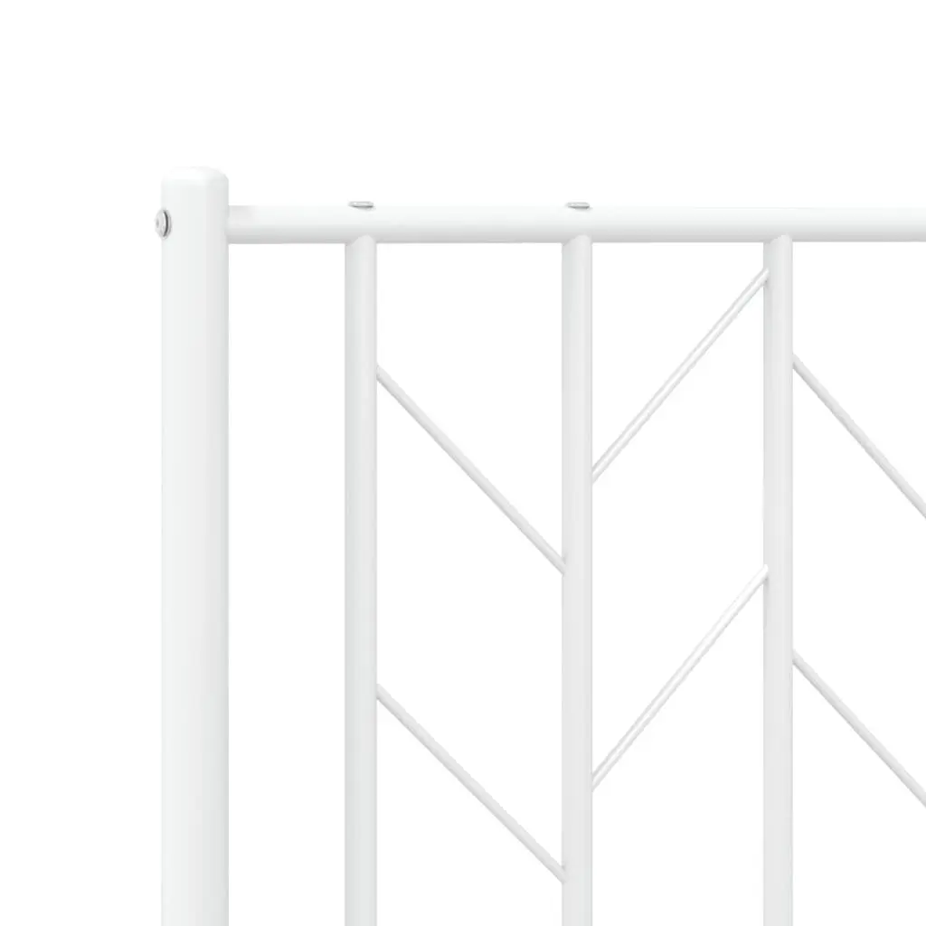 Metal Bed Frame White King 183x203cm Steel Slats Headboard Storage