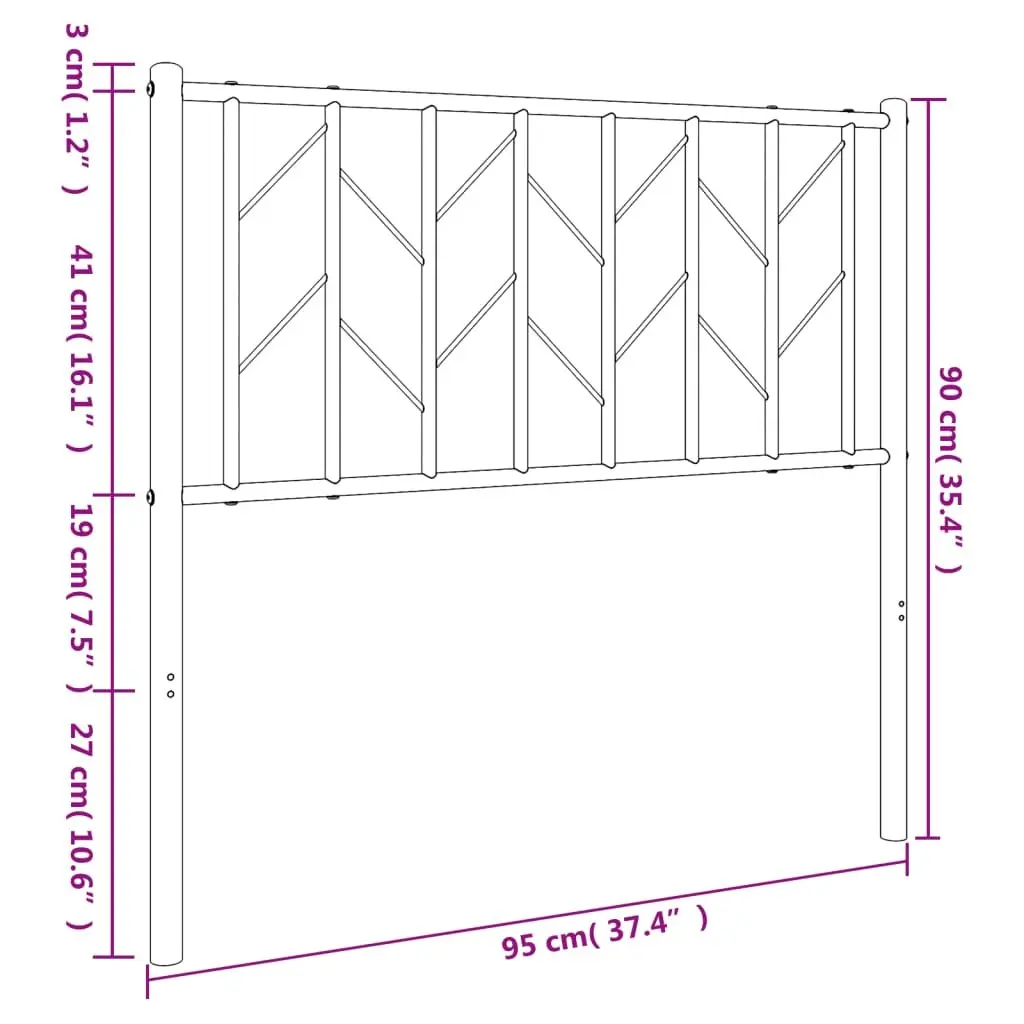 White Metal Headboard 90cm Steel Bedroom Furniture for Bed Frame Support