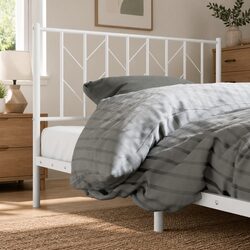 Metal Headboard White 107cm Bed Frame Head Support Bedroom Furniture