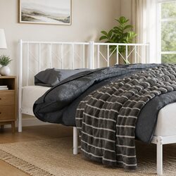 Confidently Durable 150cm Metal Headboard in White