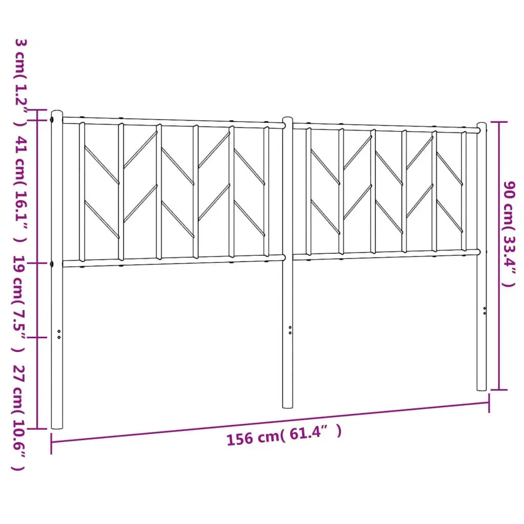 150cm Metal Headboard in White