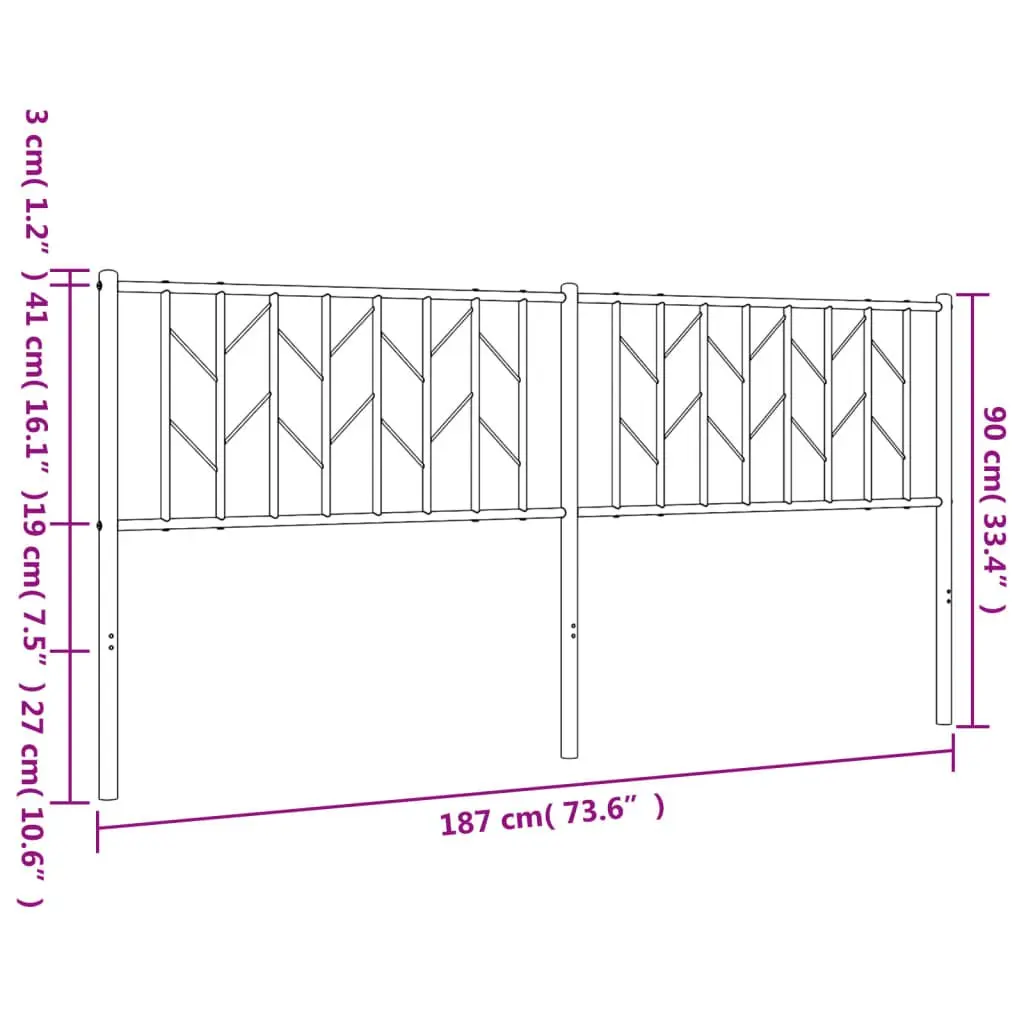 Metal Headboard 180cm White Bed Header Frame Bedroom Furniture