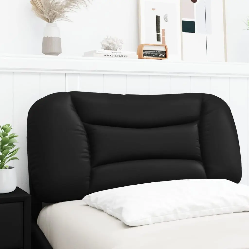 Cushion Headboard 90cm Black Faux Leather Wall Mounted Support Pillow