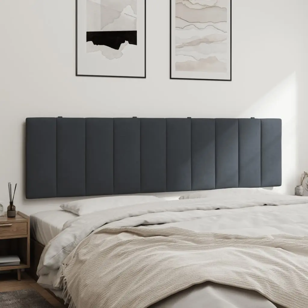 Velvet Headboard Cushion 180cm Dark Grey Soft Foam Wall Mounted Bed Pillow Support