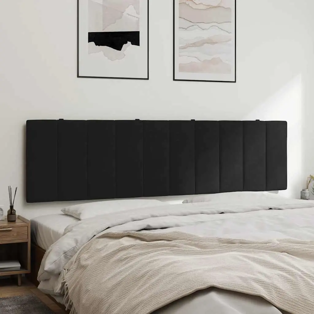 Headboard Cushion Black 180cm Velvet Wall Mounted Bed Pillow with Straps