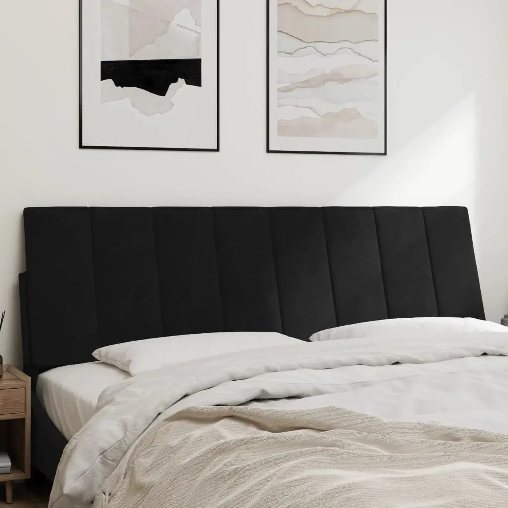 Wall Mounted Headboard Cushion Black Velvet Queen Size Upholstered Bed Pillow with Foam Filling