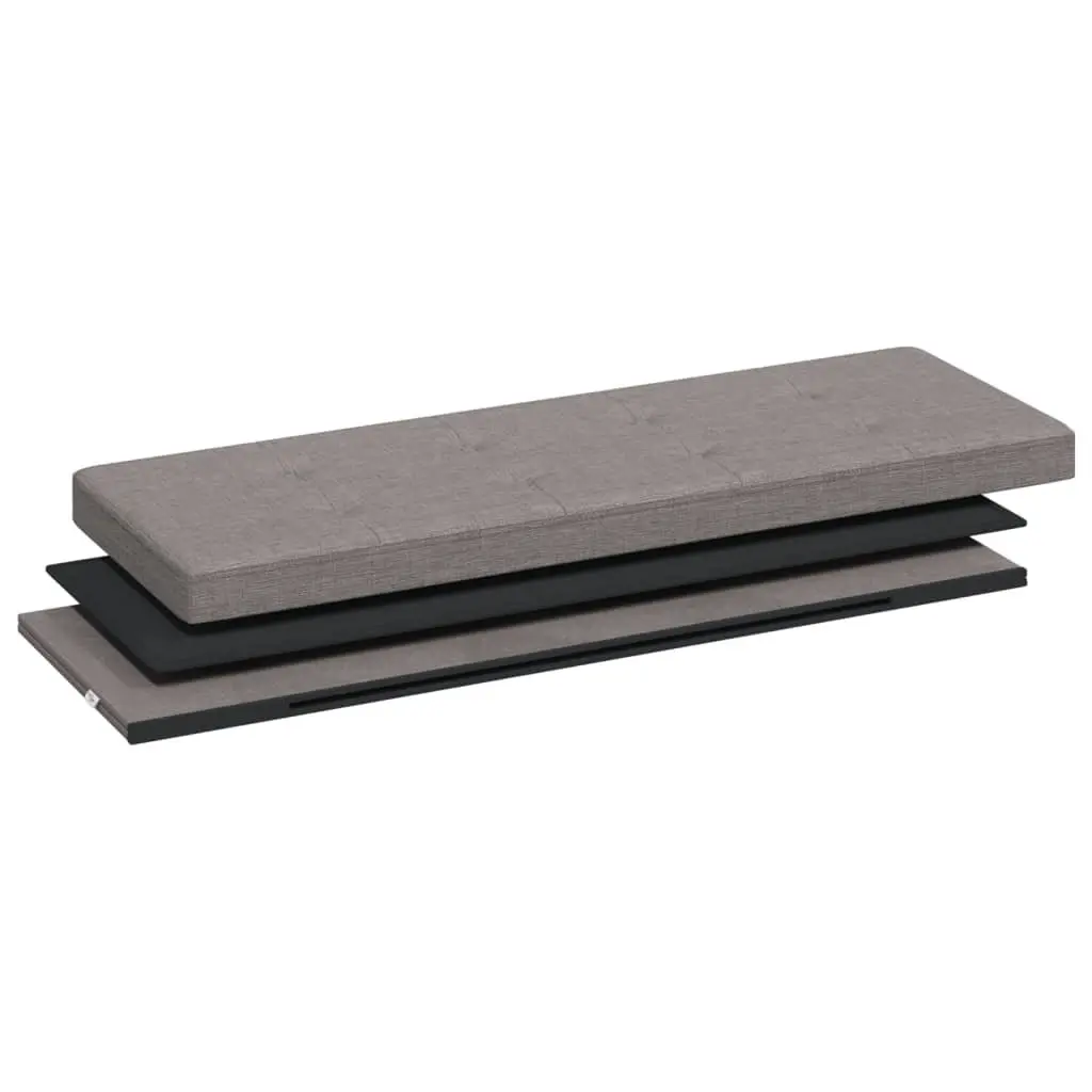Storage Bench Grey Foldable Upholstered Seat Box Multi-Purpose