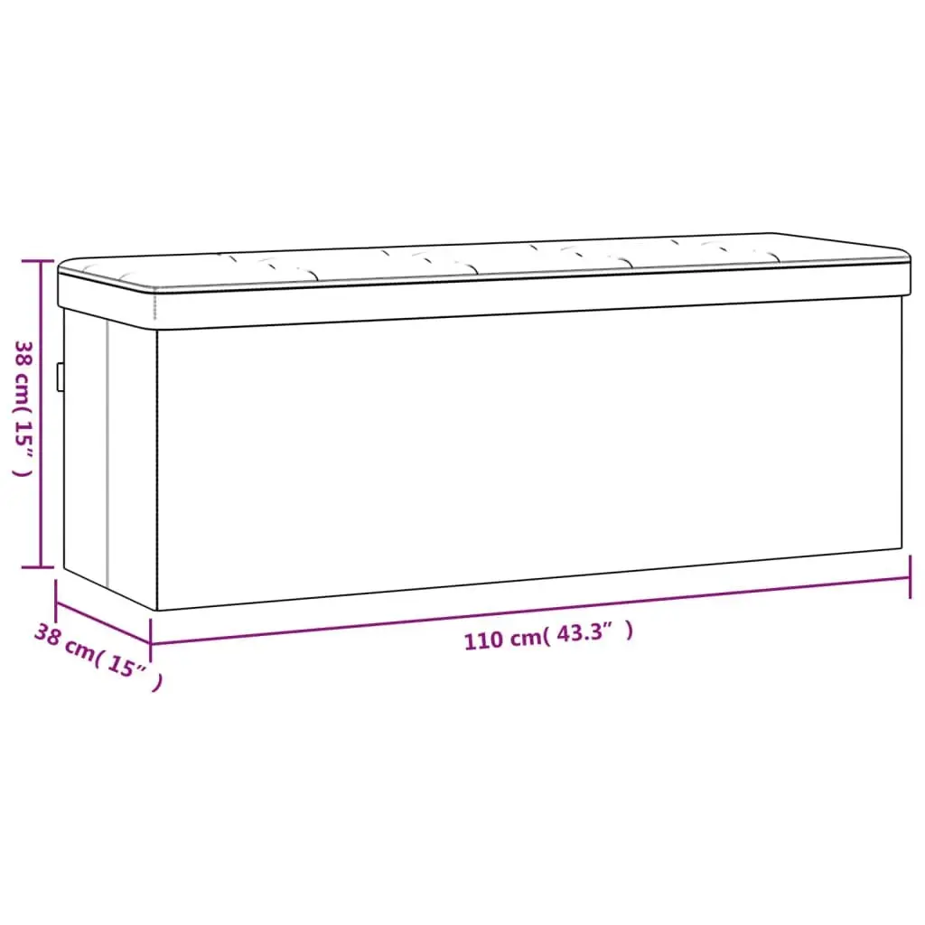 Storage Bench Grey Foldable Upholstered Seat Box Multi-Purpose