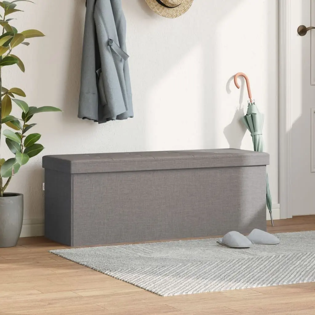 Storage Bench Grey Foldable Upholstered Seat Box Multi-Purpose