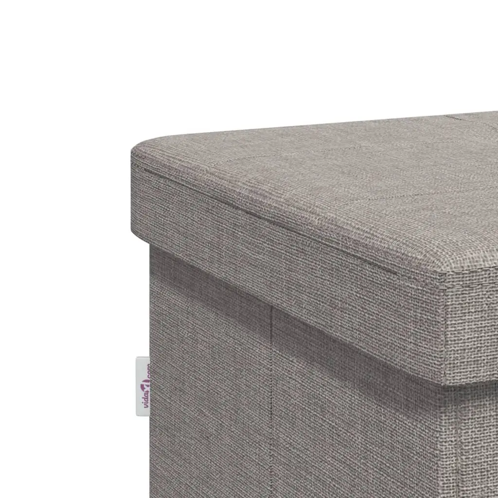 Storage Bench Grey Foldable Upholstered Seat Box Multi-Purpose