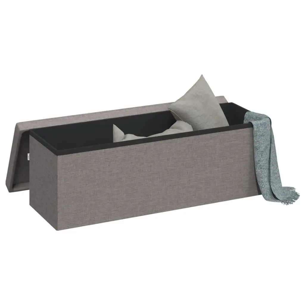 Storage Bench Grey Foldable Upholstered Seat Box Multi-Purpose