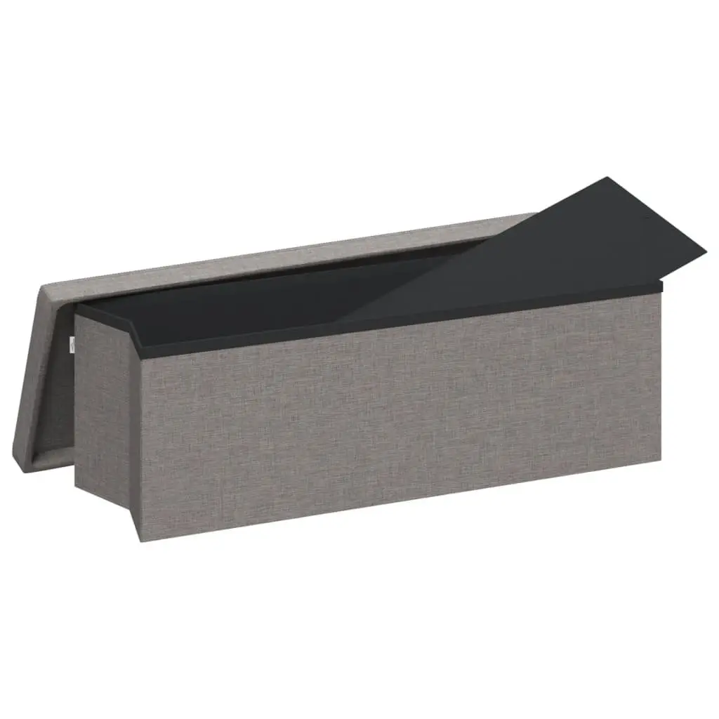 Storage Bench Grey Foldable Upholstered Seat Box Multi-Purpose