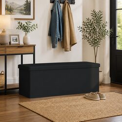 Efficient Black PVC Storage Bench with Foldable Seat