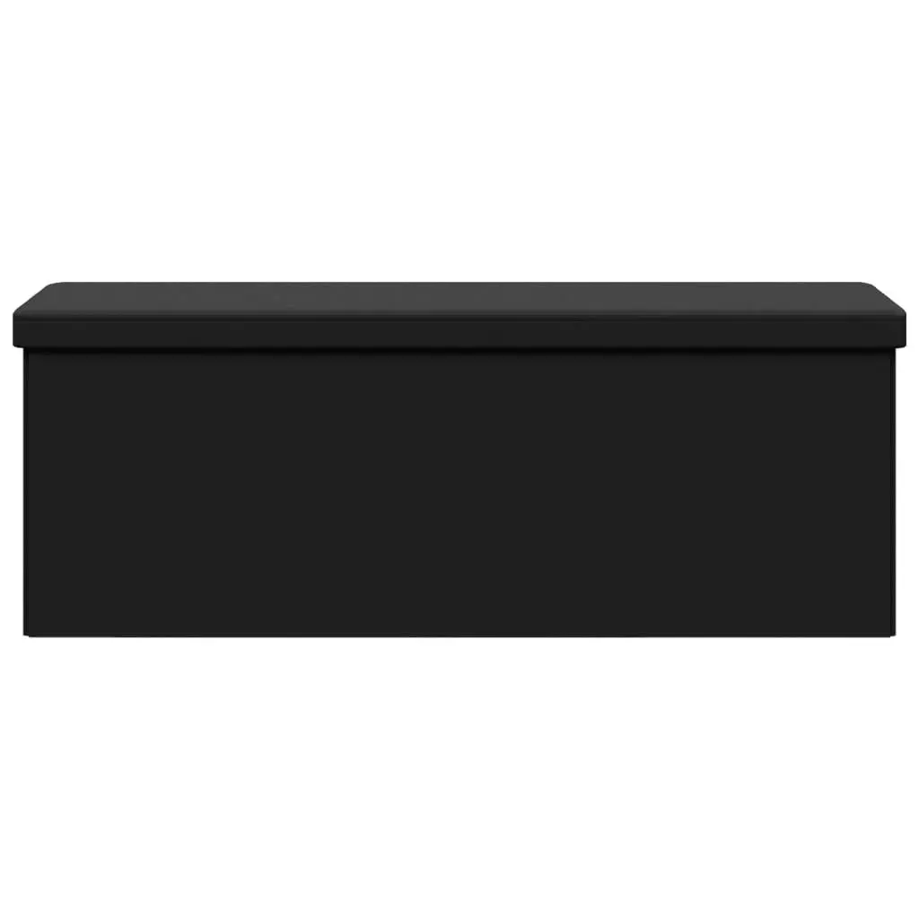 Storage Bench Black Foldable PVC Seat Ottoman with Storage Compartment