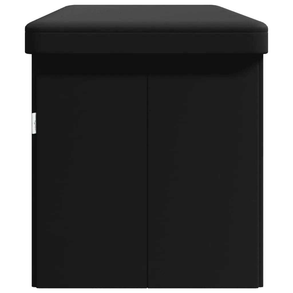 Storage Bench Black Foldable PVC Seat Ottoman with Storage Compartment