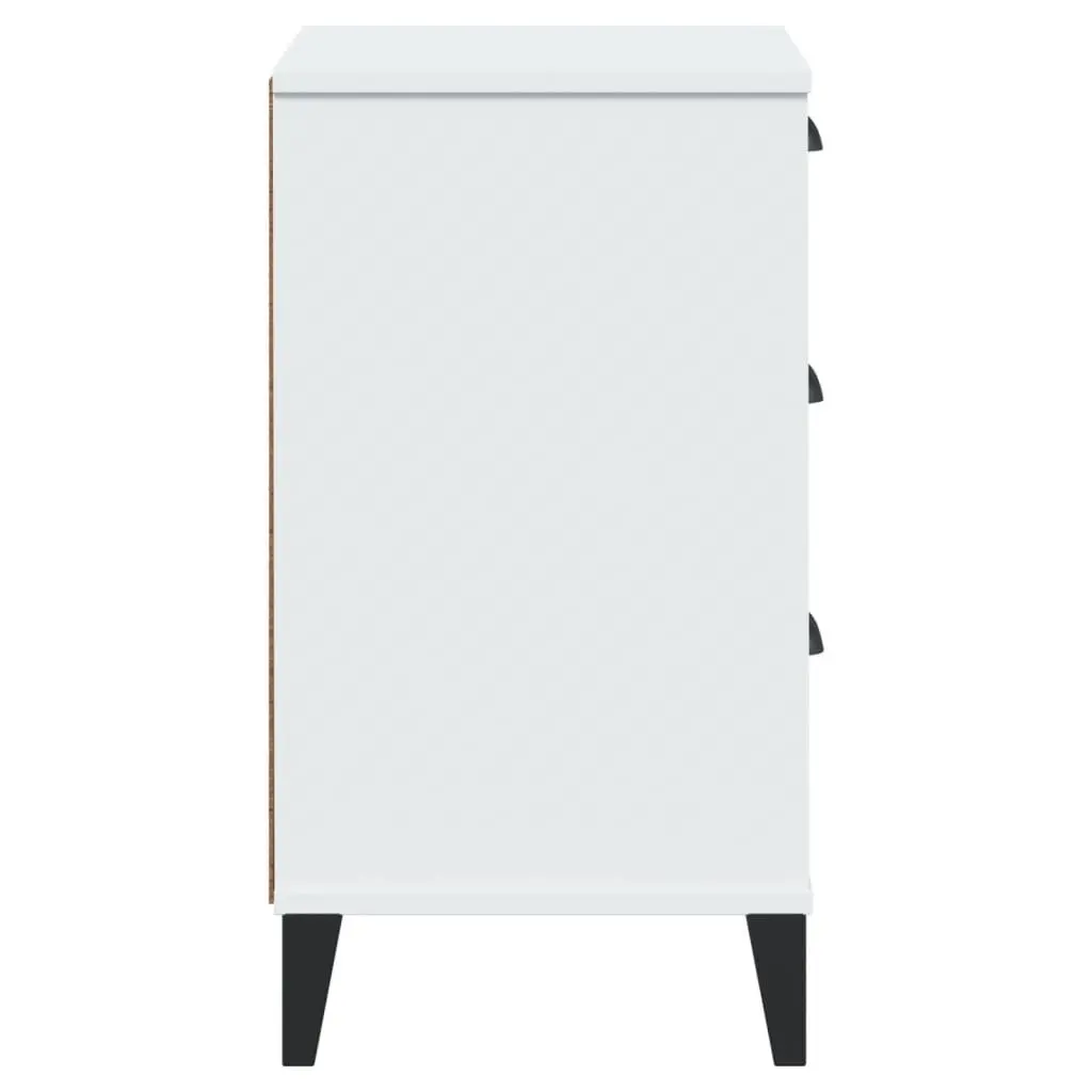 Bedside Table White Engineered Wood Storage Cabinet for Bedroom