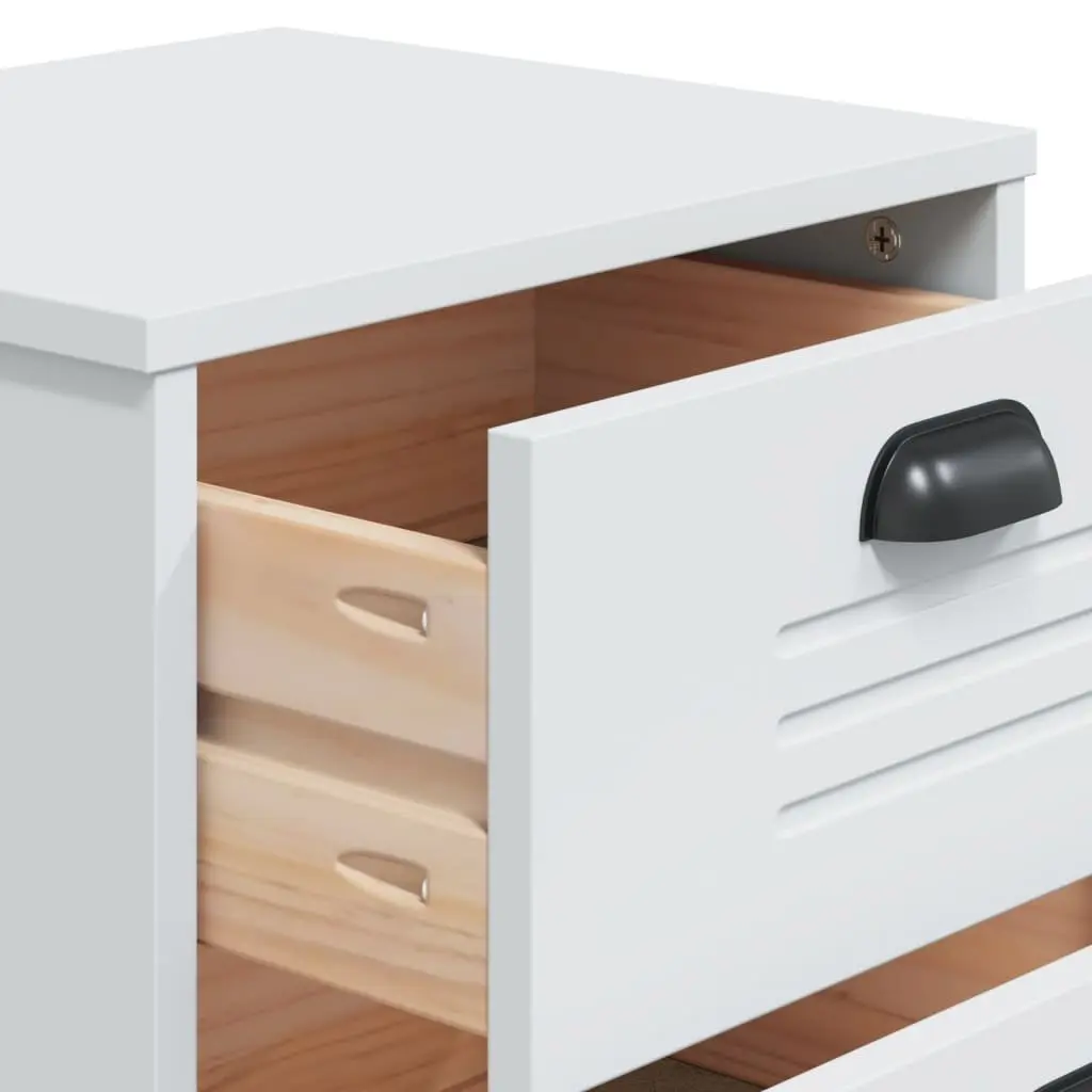 Bedside Table White Engineered Wood Storage Cabinet for Bedroom