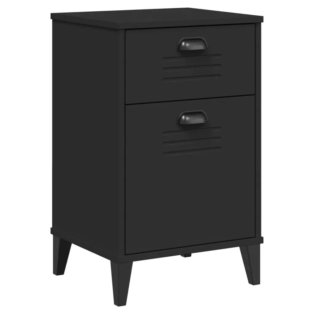 Bedside Cabinet Black Engineered Wood Nightstand Bedroom Storage Table