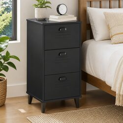 Bedside Cabinet Nightstand Bedroom Storage End Table Black Engineered Wood