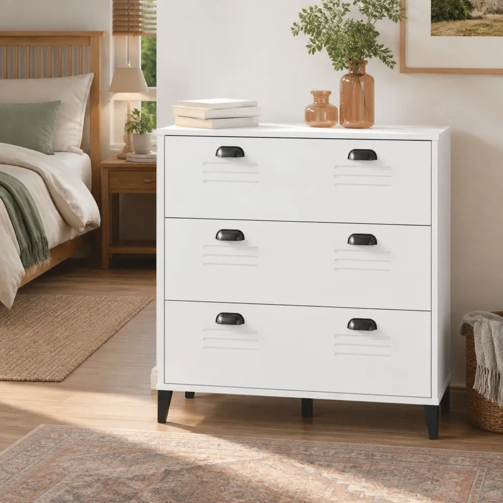 Engineered Wood Drawer Organizer White Multi-Drawer Industrial Storage Furniture