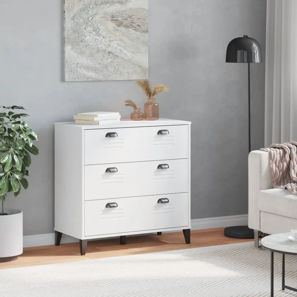 Engineered Wood Drawer Organizer White Multi-Drawer Industrial Storage Furniture