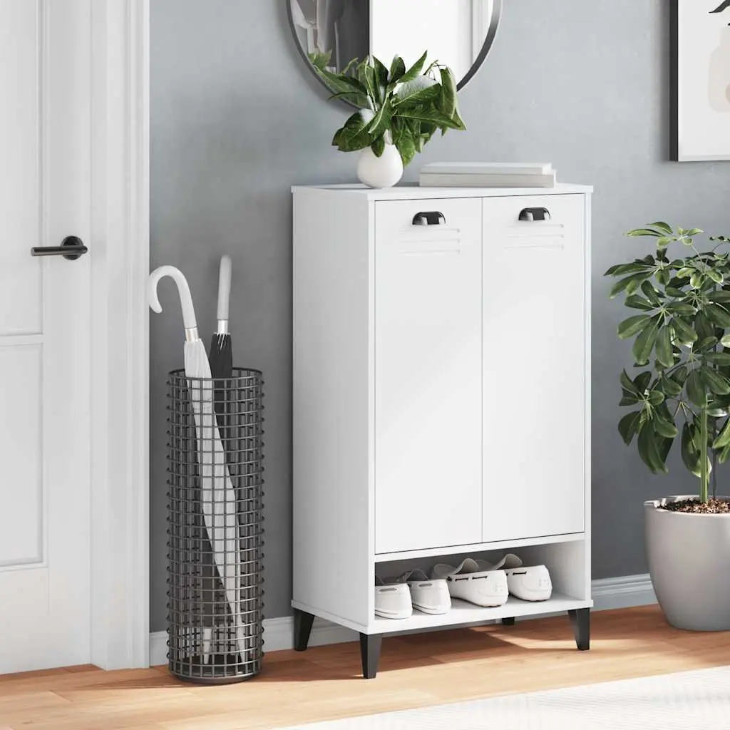Shoe Storage Cabinet White Engineered Wood Organiser Ample Space Durable Construction
