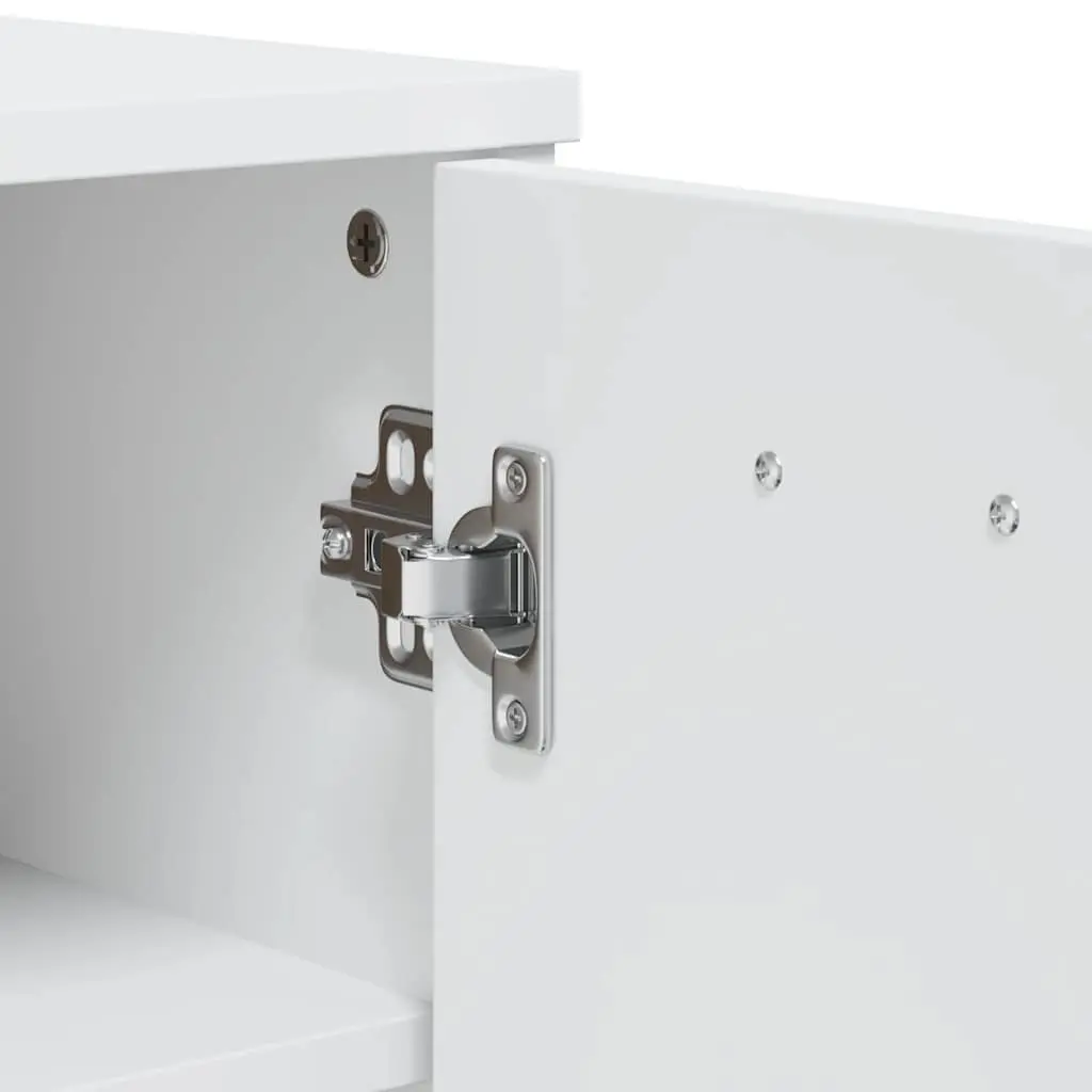 Shoe Storage Cabinet White Engineered Wood Organiser Ample Space Durable Construction