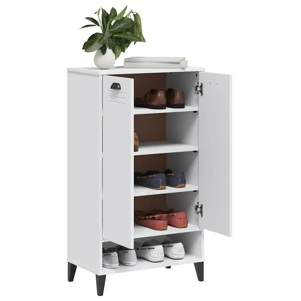 Shoe Storage Cabinet White Engineered Wood Organiser Ample Space Durable Construction