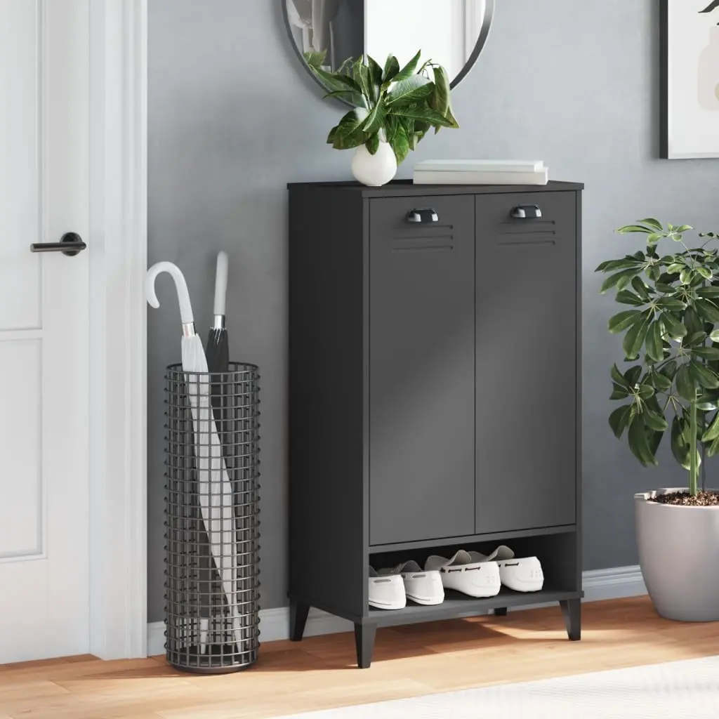 Shoe Storage Unit Anthracite Grey Engineered Wood Organiser Cupboard