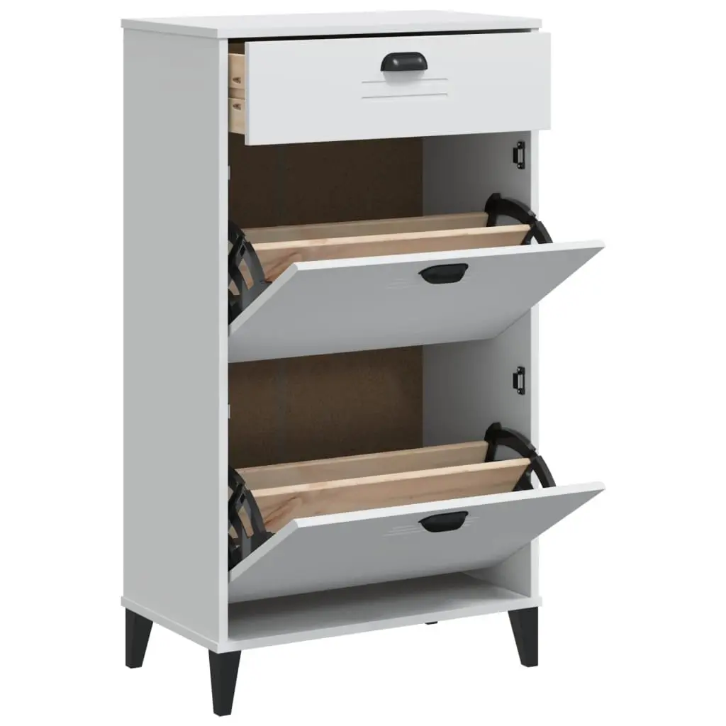 Shoe Organiser White Engineered Wood Storage Cabinet Flip Drawers