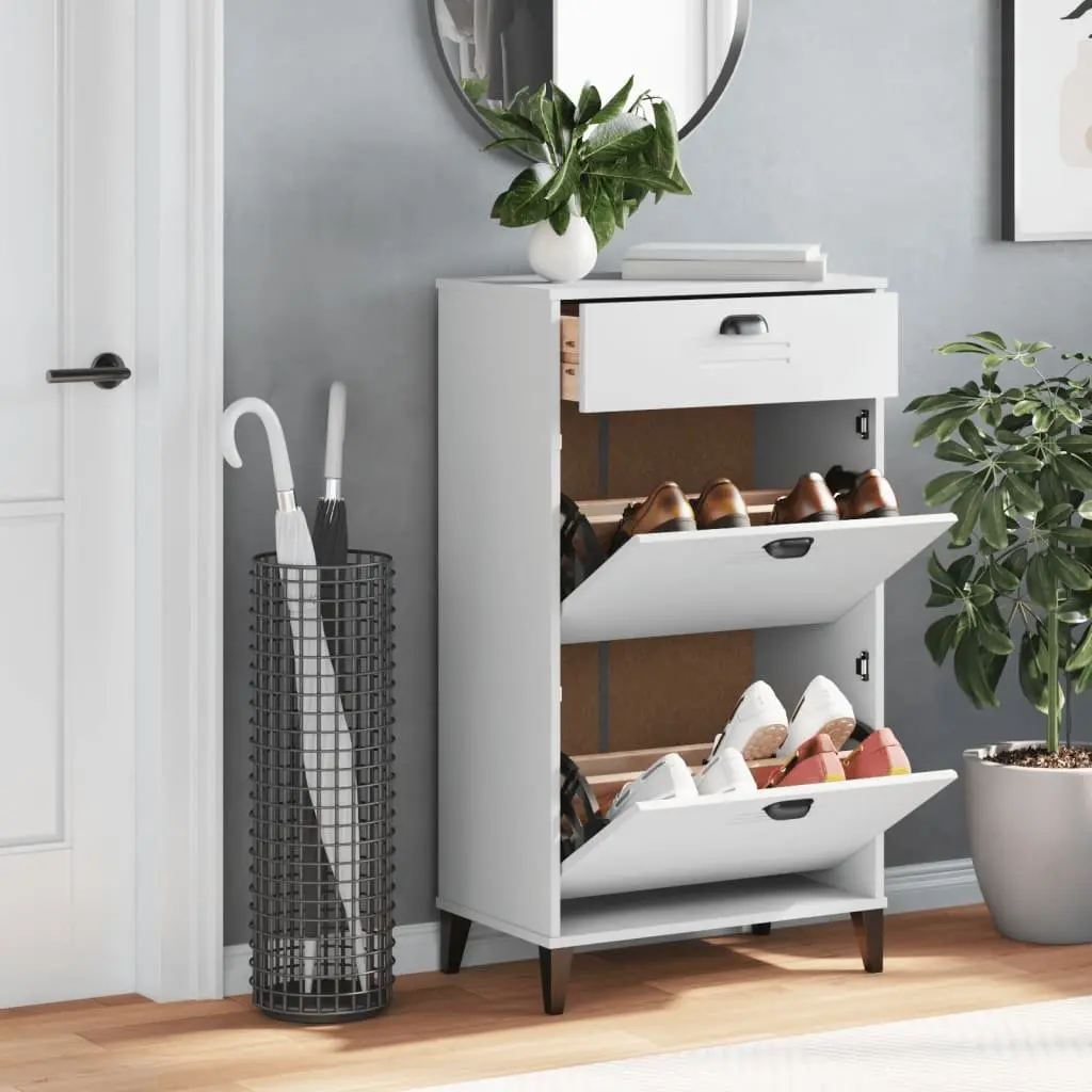 Shoe Organiser White Engineered Wood Storage Cabinet Flip Drawers