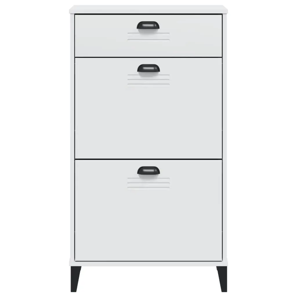Shoe Organiser White Engineered Wood Storage Cabinet Flip Drawers