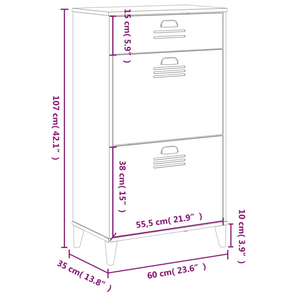 Shoe Organiser White Engineered Wood Storage Cabinet Flip Drawers
