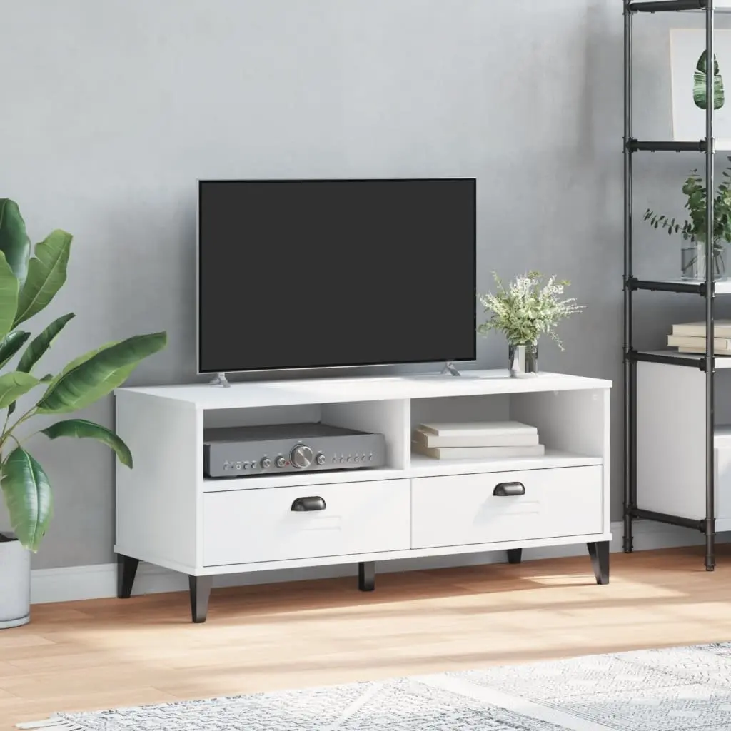White Engineered Wood TV Storage Unit