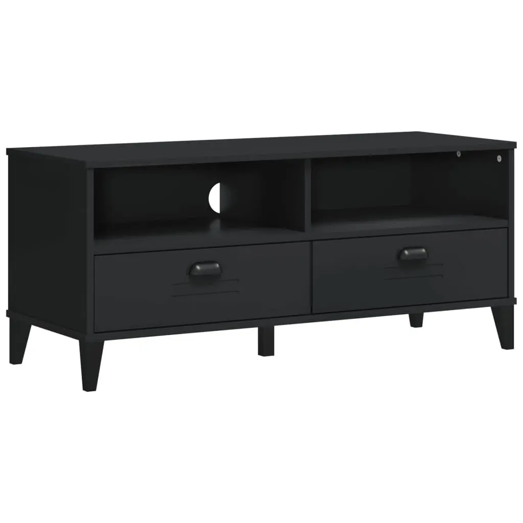 TV Cabinet Black Engineered Wood Media Storage Unit Industrial Design Sideboard