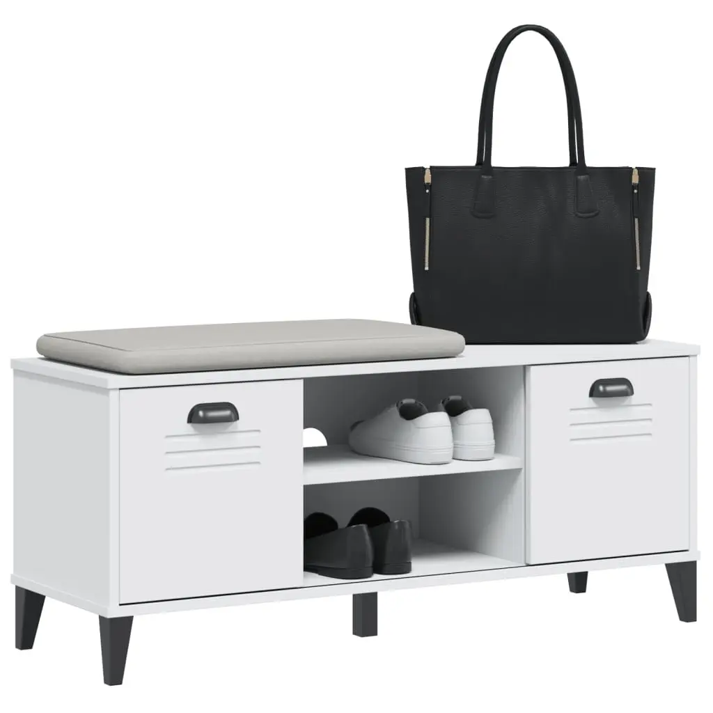 Shoe Bench White Storage Organiser Seating Cabinet Industrial Design Engineered