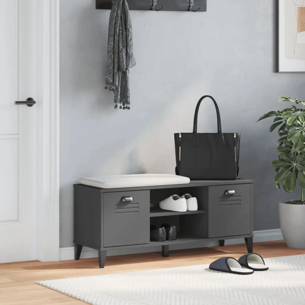 Engineered Wood Shoe Bench Anthracite Grey Storage Rack Organiser Entryway 106x35x45cm