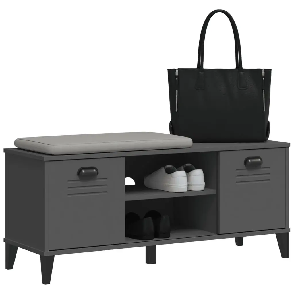 Engineered Wood Shoe Bench Anthracite Grey Storage Rack Organiser Entryway 106x35x45cm