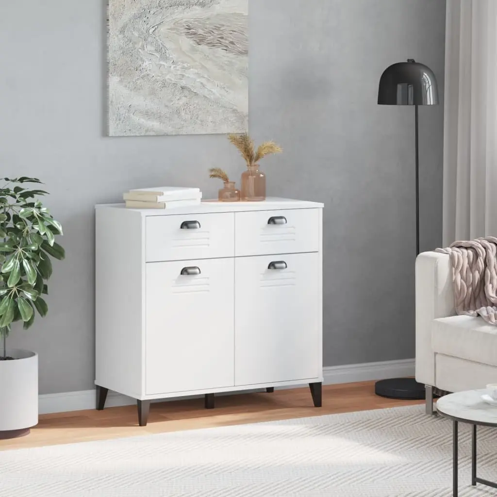 Sideboard White Industrial Design Storage Cabinet 80x40x80 cm Engineered Wood