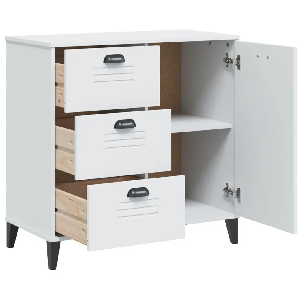 Sideboard White 80x40x80cm Industrial Design Cabinet Storage Buffet Hallway